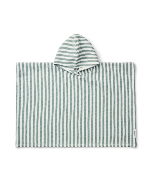 HOODED ORGANIC COTTON PONCHO Y/D STRIPES PEPPERMINT / WHITE - Liewood